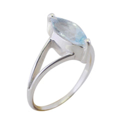 Blue Topaz Solitaire American Sterling Silver Blue Gemstone Minimalist Modern Ring Jewellery