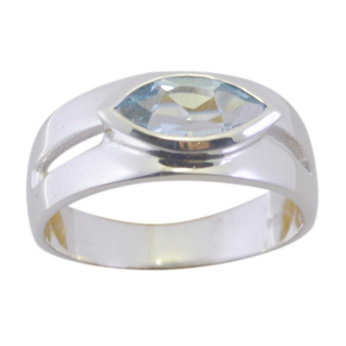 Blue Topaz Solitaire Egyptian 92.5 Silver Blue Gems Slim Trendy Ring Jewelry