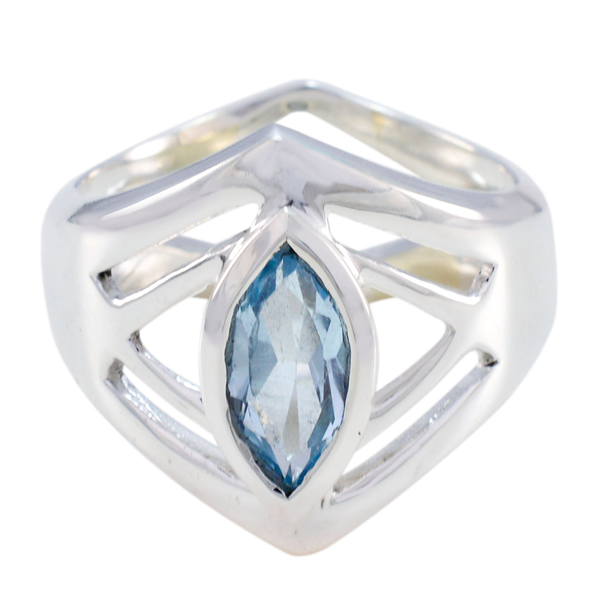 Blue Topaz Solitaire Spanish 925 Sterling Silver Blue Gemstones Statement Art Deco Ring Jewelry Huvudsaklig produktbild