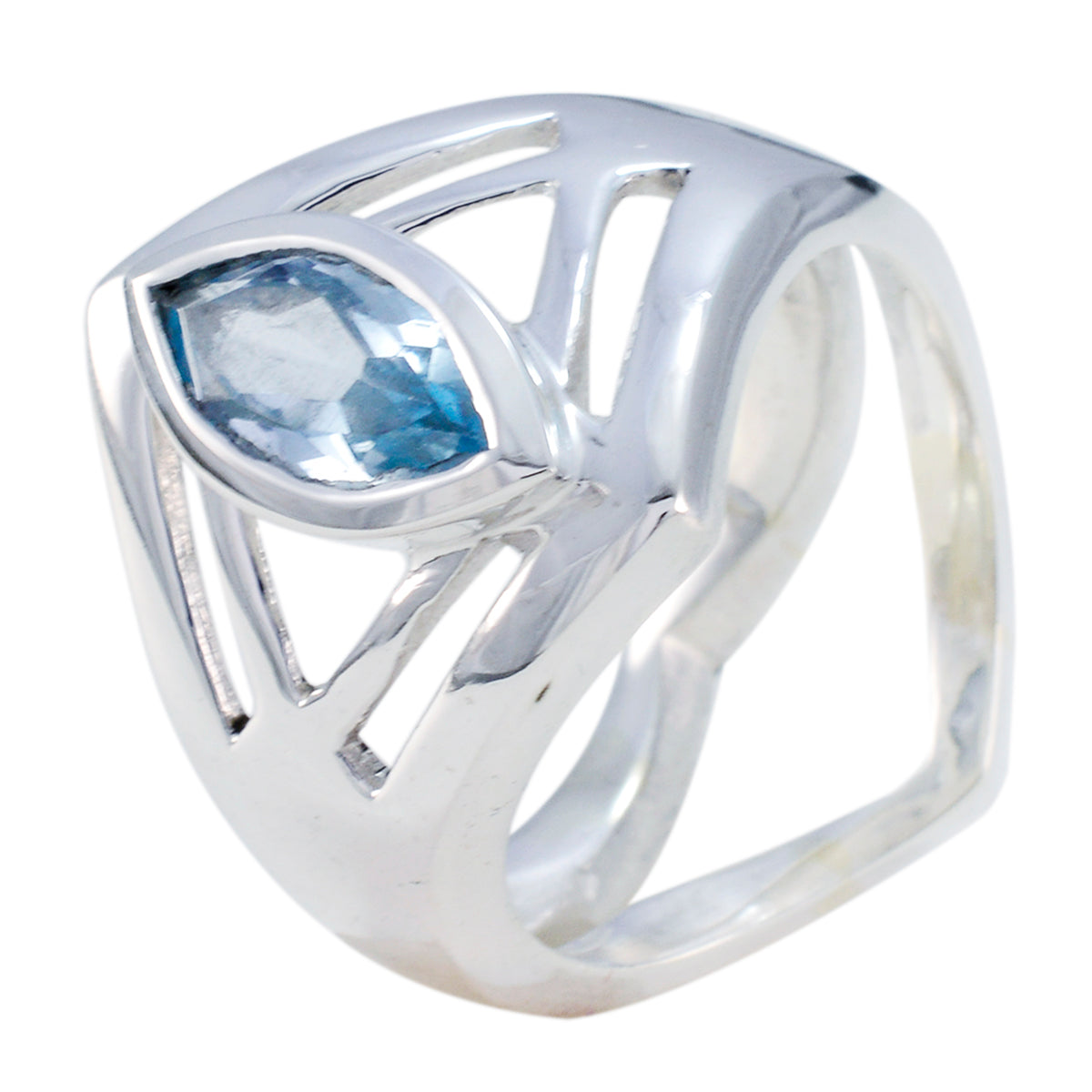 Blue Topaz Solitaire Spanish 925 Sterling Silver Blue Gemstones Statement Art Deco Ring Jewelry