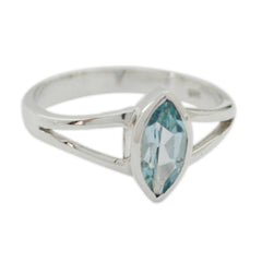 Blue Topaz Solitaire Turkish 925 Sterling Silver Blue Gemstone Dainty Geometric Ring Jewellery