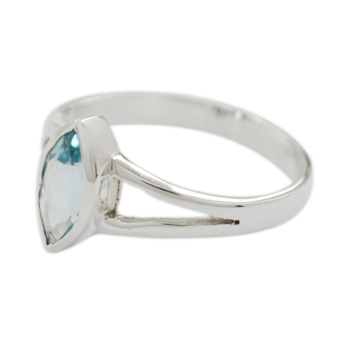 Blue Topaz Solitaire Turkish 925 Sterling Silver Blue Gemstone Dainty Geometric Ring Jewellery
