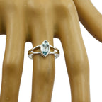 Blue Topaz Solitaire Turkish 925 Sterling Silver Blue Gemstone Dainty Geometric Ring Jewellery