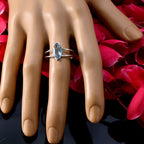 Blue Topaz Solitaire Turkish 925 Silver Blue Gemstone Whisper thin Contemporary Ring Jewellery