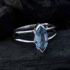 Blue Topaz Solitaire Turkish 925 Silver Blue Gemstone Whisper thin Contemporary Ring Jewellery