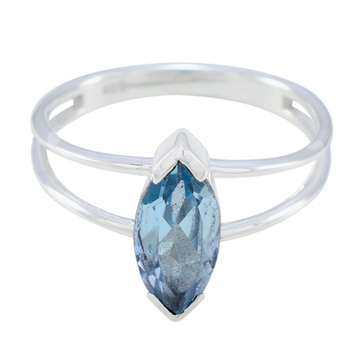 Blue Topaz Solitaire Turkish 925 Silver Blue Gemstone Whisper thin Contemporary Ring Jewellery