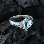 Blue Topaz Solitaire Australian Sterling Silver Blue Gemstone Featherlight Filigree Ring Jewelry