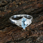 Blue Topaz Solitaire Australian Sterling Silver Blue Gemstone Featherlight Filigree Ring Jewelry