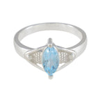 Blue Topaz Solitaire Australian Sterling Silver Blue Gemstone Featherlight Filigree Ring Jewelry