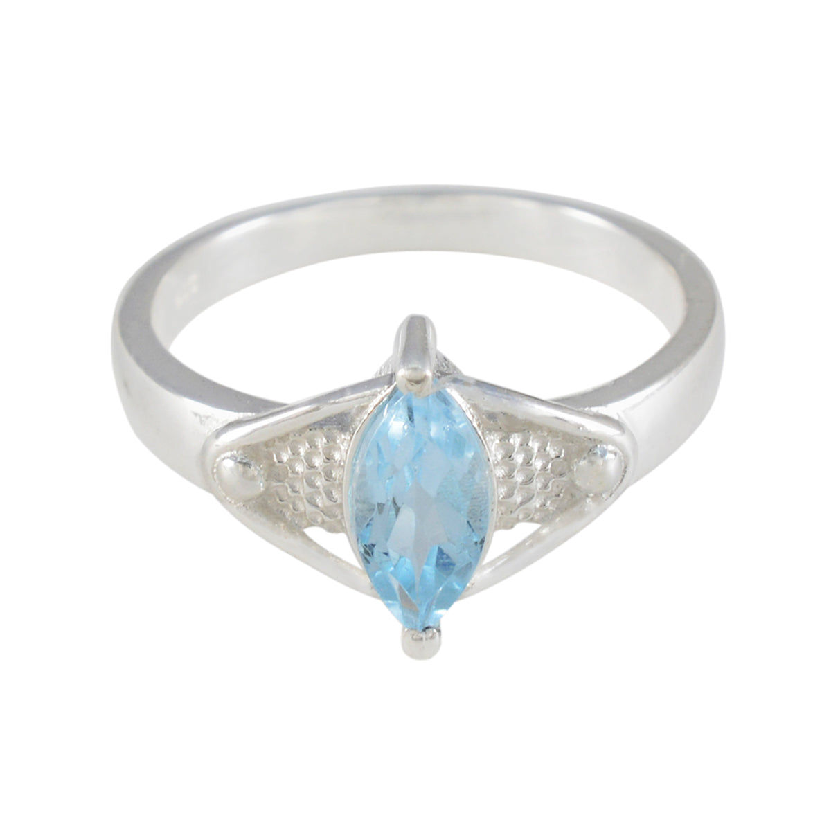 Blue Topaz Solitaire Australian Sterling Silver Blue Gemstone Featherlight Filigree Ring Jewelry