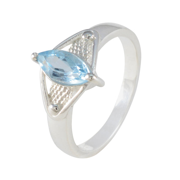 Blue Topaz Solitaire Australian Sterling Silver Blue Gemstone Featherlight Filigree Ring Jewelry