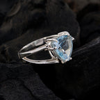 Blue Topaz Solitaire Australian 925 Sterling Silver Blue Gemstones Featherlight Traditional Ring Jewelry