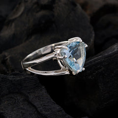 Blue Topaz Solitaire Australian 925 Sterling Silver Blue Gemstones Featherlight Traditional Ring Jewelry