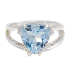 Blue Topaz Solitaire Australian 925 Sterling Silver Blue Gemstones Featherlight Traditional Ring Jewelry