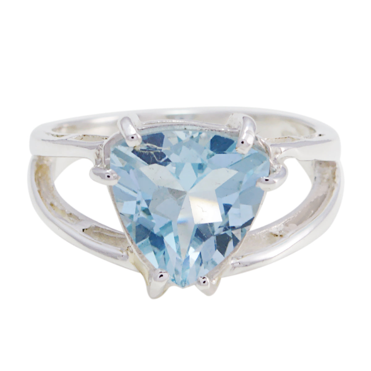 Blue Topaz Solitaire Australian 925 Sterling Silver Blue Gemstones Featherlight Traditional Ring Jewelry