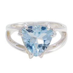 Blue Topaz Solitaire Australian 925 Sterling Silver Blue Gemstones Featherlight Traditional Ring Jewelry