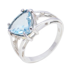 Blue Topaz Solitaire Australian 925 Sterling Silver Blue Gemstones Featherlight Traditional Ring Jewelry
