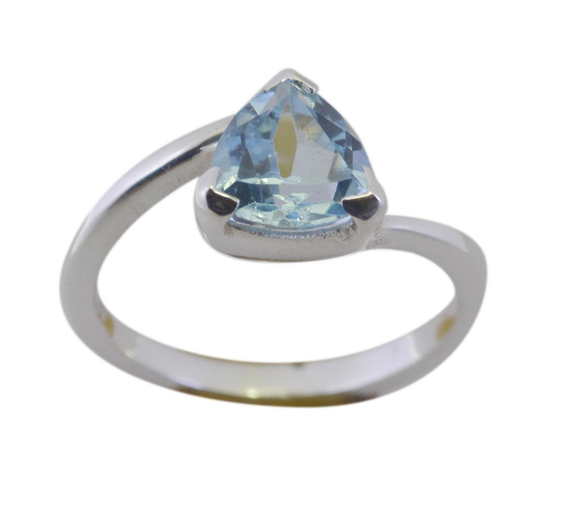Blue Topaz Solitaire Egyptian 925 Silver Blue Gemstones Dainty Geometric Ring Jewellery Main image