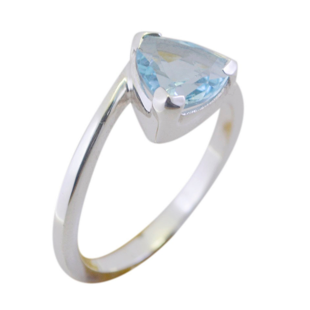 Blue Topaz Solitaire Egyptian 925 Silver Blue Gemstones Dainty Geometric Ring Jewellery