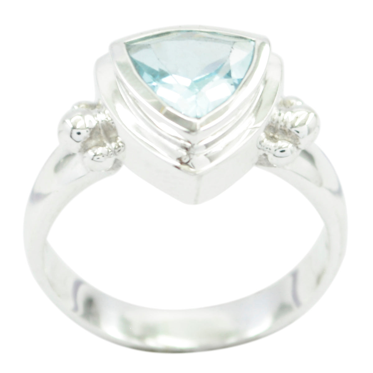 Blue Topaz Solitaire Moroccan Silver Blue Gemstone Slim Retro Ring Jewelry