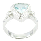 Blue Topaz Solitaire Moroccan Silver Blue Gemstone Slim Retro Ring Jewelry