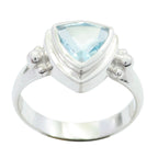 Blue Topaz Solitaire Moroccan Silver Blue Gemstone Slim Retro Ring Jewelry