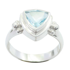 Blue Topaz Solitaire Moroccan Silver Blue Gemstone Slim Retro Ring Jewelry