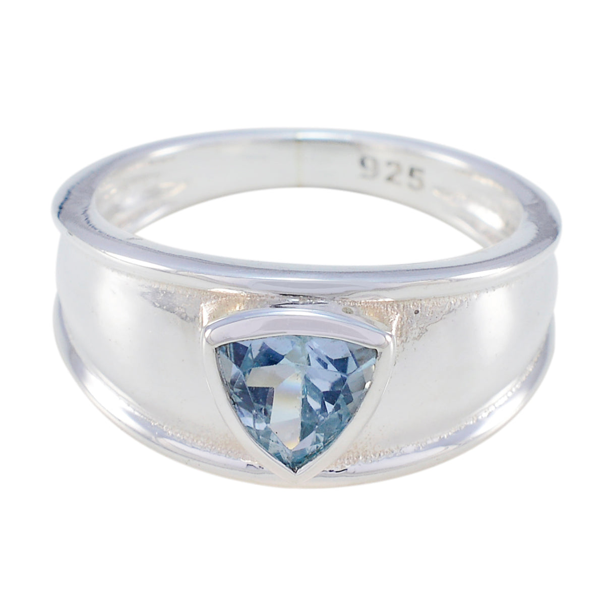 Blue Topaz Solitaire Moroccan 925 Silver Blue Gemstone Slim Geometric Ring Jewelry