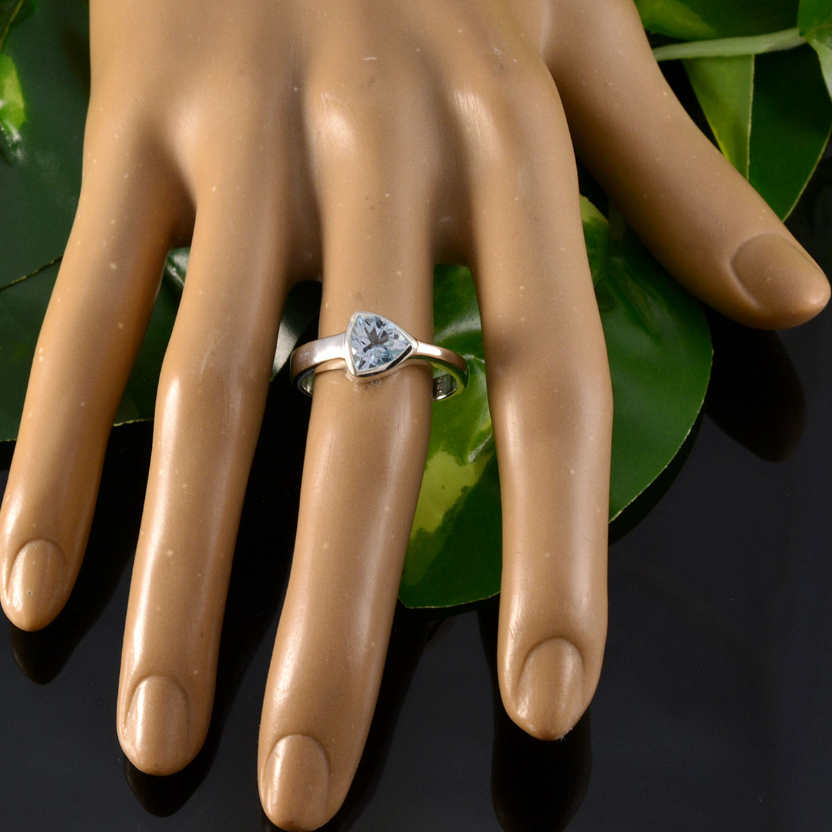 Blue Topaz Solitaire Egyptian 92.5 Silver Blue Gemstone Tiny Artisan Ring Jewelry