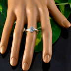 Blue Topaz Solitaire Egyptian 92.5 Silver Blue Gemstone Tiny Artisan Ring Jewelry