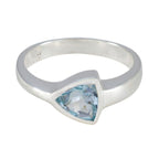 Blue Topaz Solitaire Egyptian 92.5 Silver Blue Gemstone Tiny Artisan Ring Jewelry