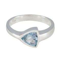 Blue Topaz Solitaire Egyptian 92.5 Silver Blue Gemstone Tiny Artisan Ring Jewelry