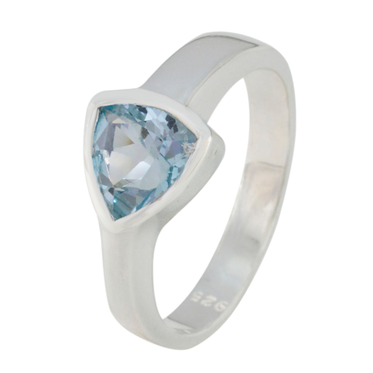 Blue Topaz Solitaire Egyptian 92.5 Silver Blue Gemstone Tiny Artisan Ring Jewelry