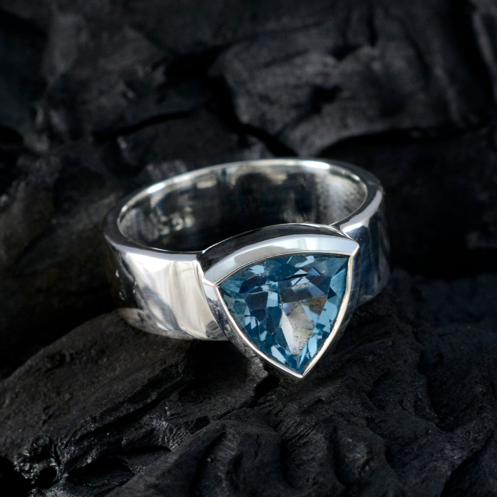 Blauer Topas Solitär, australischer 92,5er Silber, blauer Edelstein, auffälliger Siegelring-Schmuck