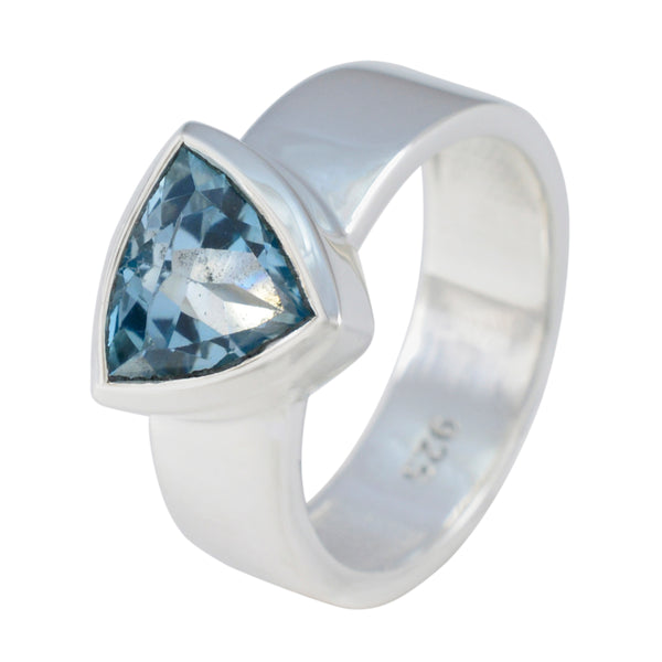 Blauer Topas Solitär, australischer 92,5er Silber, blauer Edelstein, auffälliger Siegelring-Schmuck