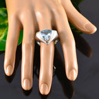 Blue Topaz Solitaire Moroccan 92.5 Silver Blue Gemstones Versatile Traditional Ring Jewellery