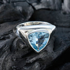 Blue Topaz Solitaire Moroccan 92.5 Silver Blue Gemstones Versatile Traditional Ring Jewellery
