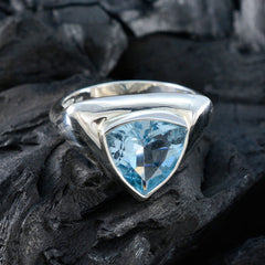 Blue Topaz Solitaire Moroccan 92.5 Silver Blue Gemstones Versatile Traditional Ring Jewellery