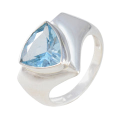 Blue Topaz Solitaire Moroccan 92.5 Silver Blue Gemstones Versatile Traditional Ring Jewellery
