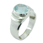 Blue Topaz Solitaire Egyptian Sterling Silver Blue Gems Eye catching Engagement Ring Jewelry
