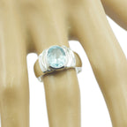 Blue Topaz Solitaire Egyptian Sterling Silver Blue Gems Eye catching Engagement Ring Jewelry
