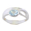 Blue Topaz Solitaire Korean 925 Silver Blue Gemstone Whisper thin Contemporary Ring Jewelry