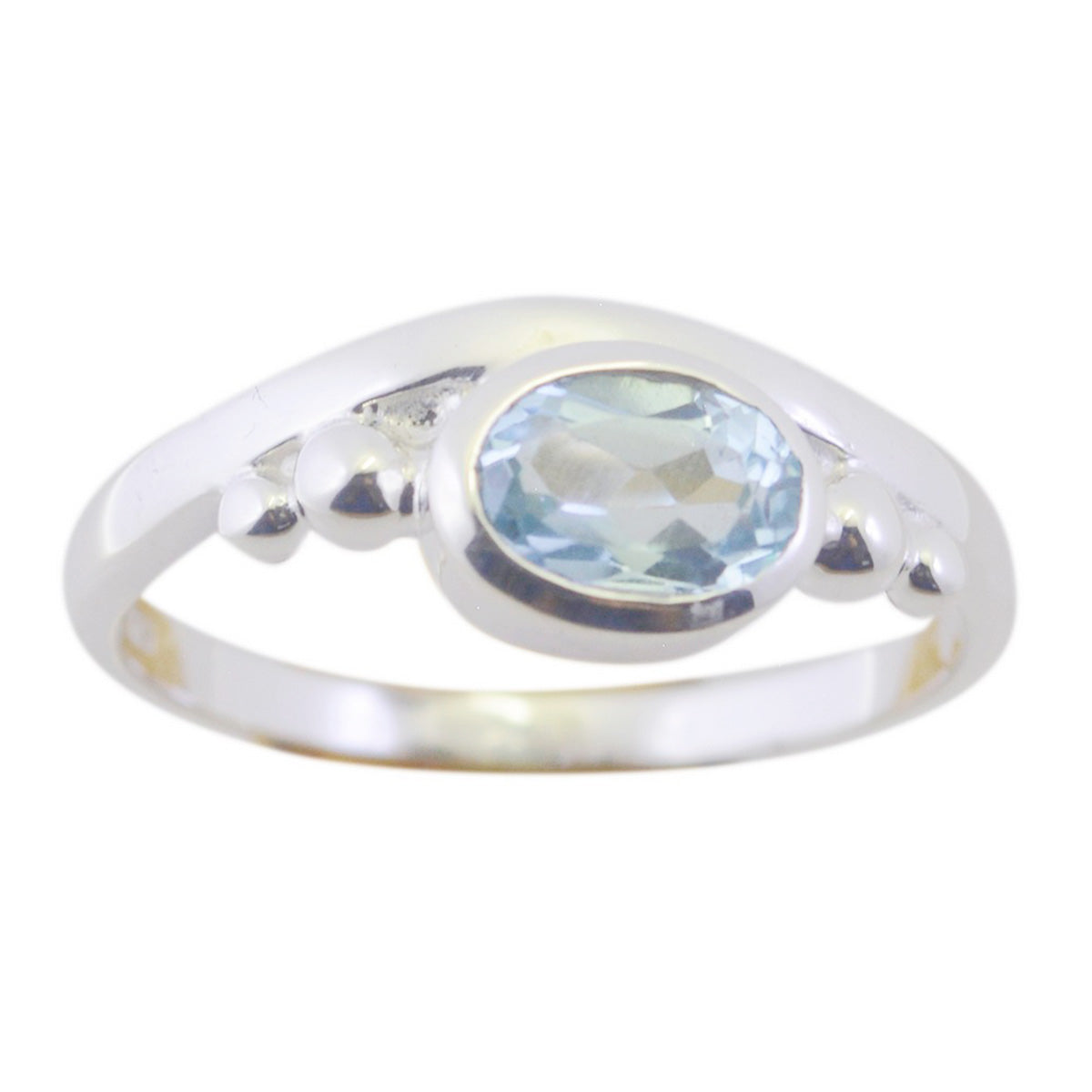 Blue Topaz Solitaire American 92.5 Silver Blue Gemstone Delicate Luxurious Ring Jewellery