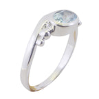 Blue Topaz Solitaire American 92.5 Silver Blue Gemstone Delicate Luxurious Ring Jewellery