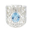 Blue Topaz Solitaire Australian 925 Silver Blue Gemstones Eye catching Filigree Ring Jewelry