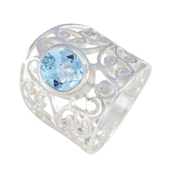Blue Topaz Solitaire Australian 925 Silver Blue Gemstones Eye catching Filigree Ring Jewelry