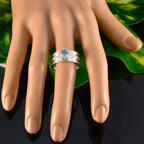 Blue Topaz Solitaire French 925 Silver Blue Gems Eye catching Twist Band Jewellery