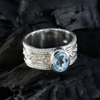 Blue Topaz Solitaire French 925 Silver Blue Gems Eye catching Twist Band Jewellery