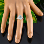 Blue Topaz Solitaire French 925 Sterling Silver Blue Gemstone Mid weight Romantic Ring Jewelry