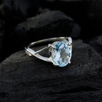 Blue Topaz Solitaire Japanese 925 Sterling Silver Blue Gemstone Delicate Luxurious Ring Jewellery